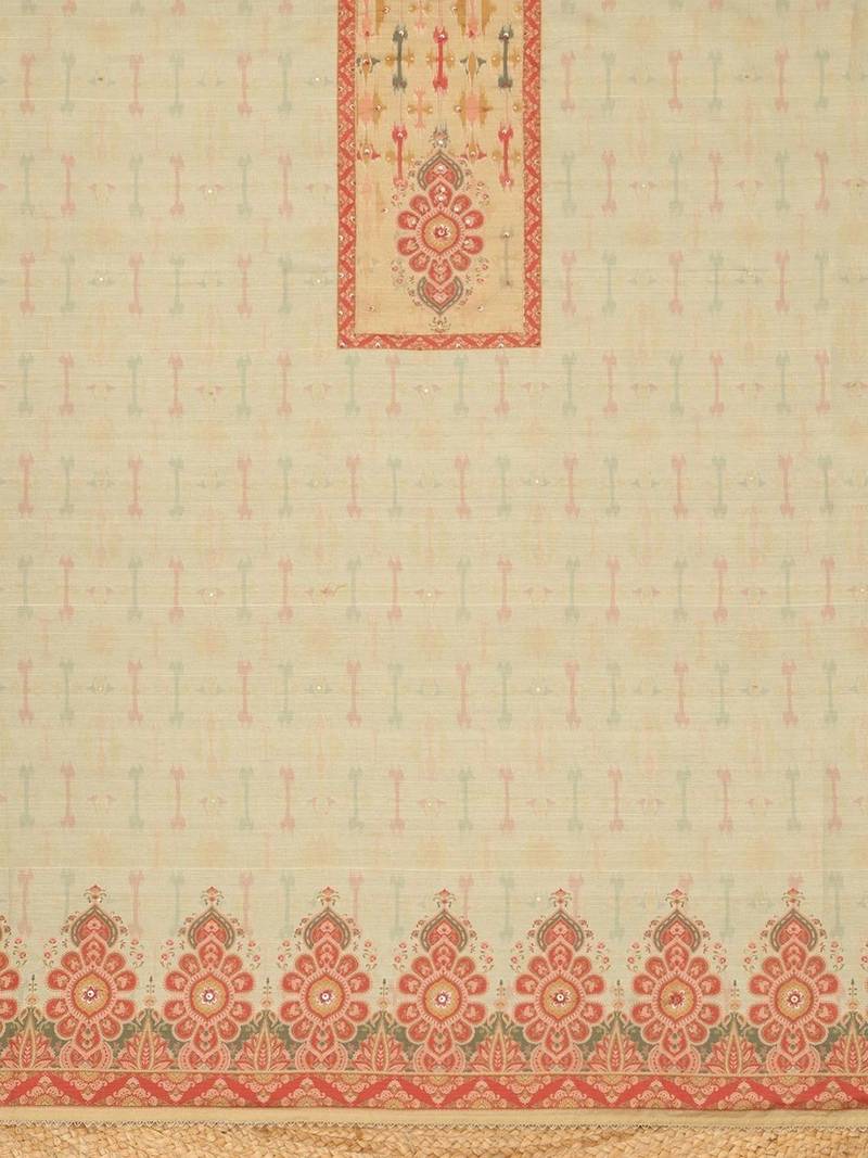 printed art silk unstitched dress material