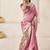 Mauve mauve linen ethnic woven design festive wear matching blouse & sarees