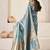 Blue light blue linen ethnic woven design festive wear matching blouse & sarees
