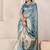 Blue light blue linen ethnic woven design festive wear matching blouse & sarees
