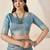 Blue light blue linen ethnic woven design festive wear matching blouse & sarees