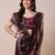 Burgundy embellished saree with unstitched blouse