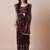 Burgundy embellished saree with unstitched blouse