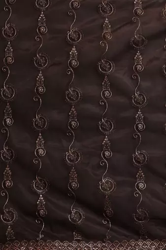 Brown embroidered festive wear saree with blouse piece