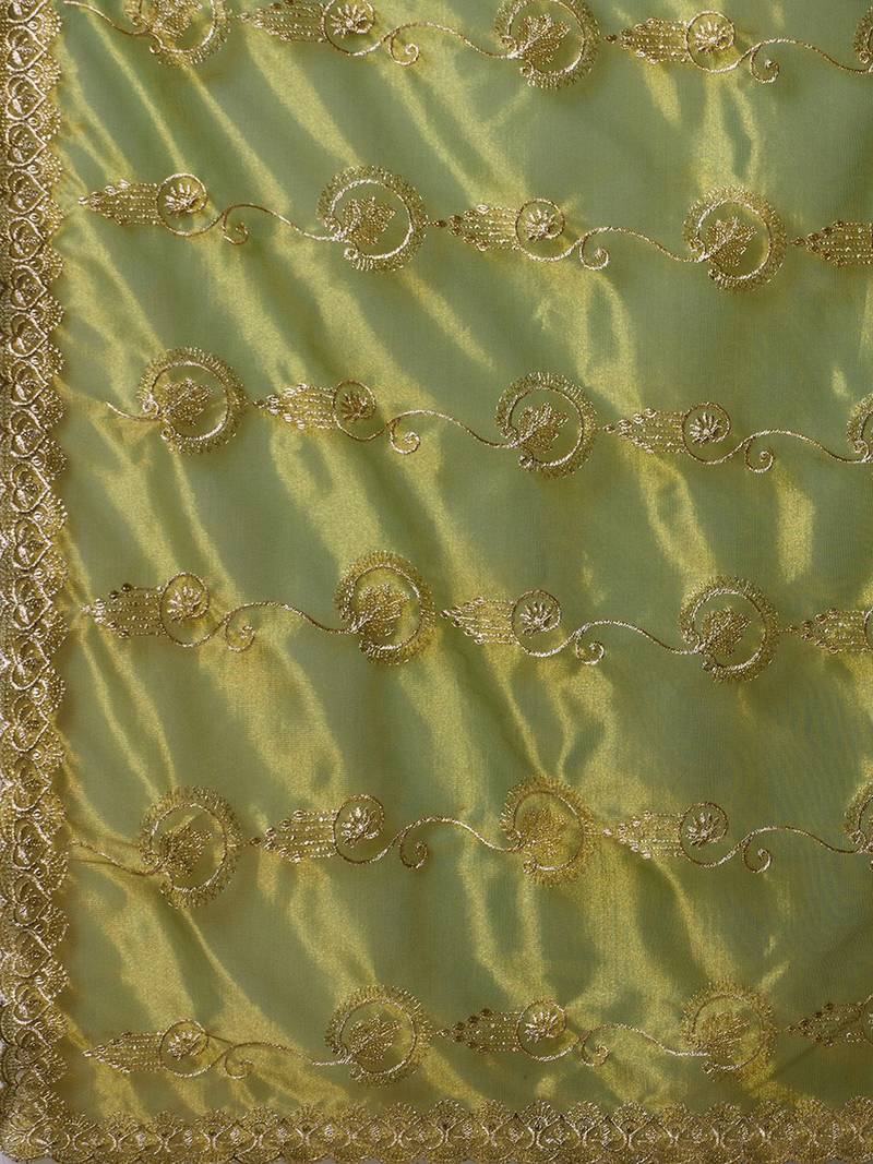 Green embroidered saree with blouse