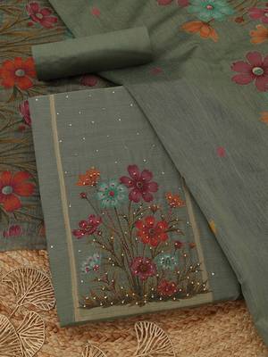 printed sequinned unstitched dress material 1
