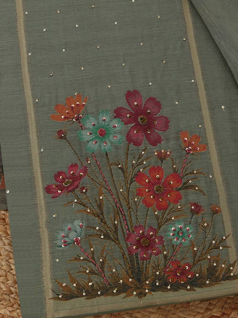 printed sequinned unstitched dress material