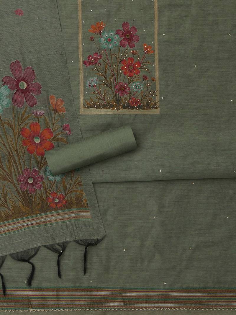 printed sequinned unstitched dress material