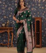 Green ethnic woven design banarasi saree