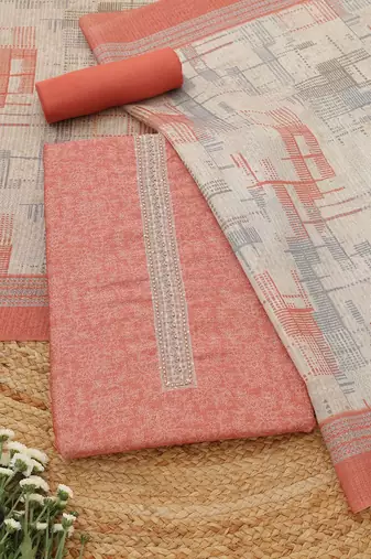printed art silk unstitched dress material