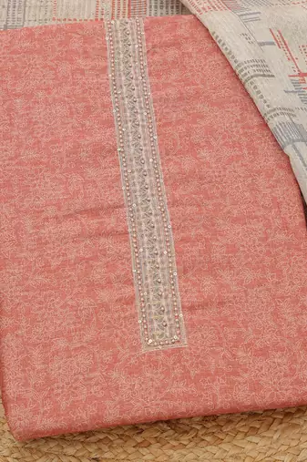printed art silk unstitched dress material