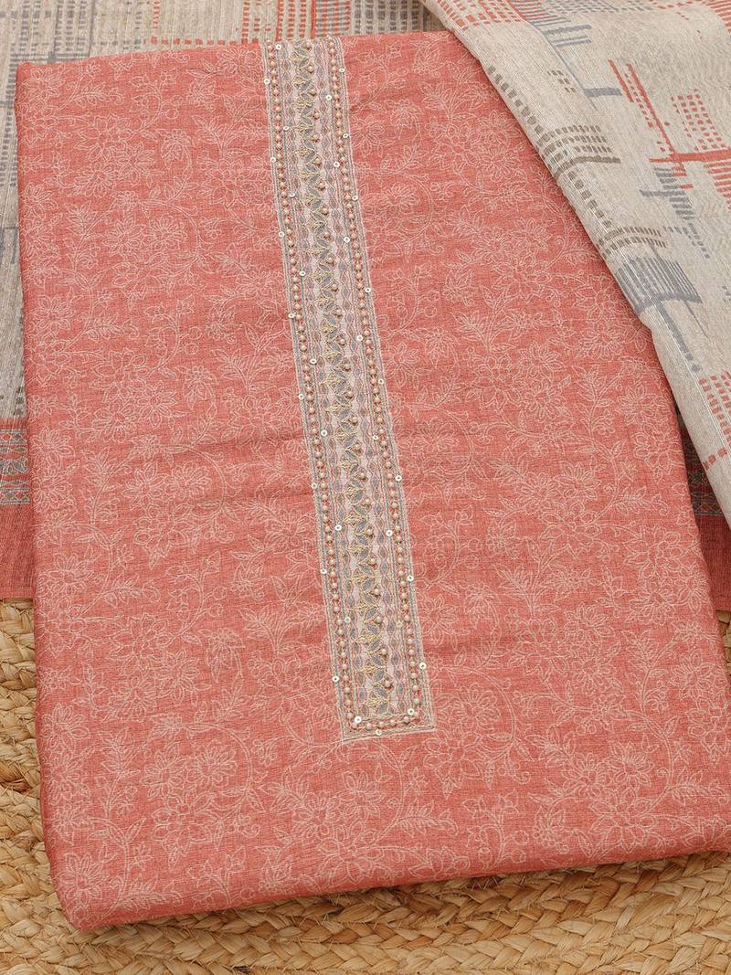 printed art silk unstitched dress material