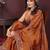 Rust floral embroidered sequinned saree with unstitched blouse