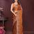 Rust floral embroidered sequinned saree with unstitched blouse