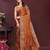 Rust floral embroidered sequinned saree with unstitched blouse
