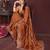Rust floral embroidered sequinned saree with unstitched blouse