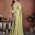 Olive embroidered saree with unstitched blouse