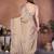 Beige embroidered saree with unstitched blouse