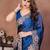 Navy blue embroidered saree with unstitched blouse