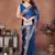 Navy blue embroidered saree with unstitched blouse