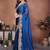 Navy blue embroidered saree with unstitched blouse
