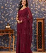 Magenta embellished sarees
