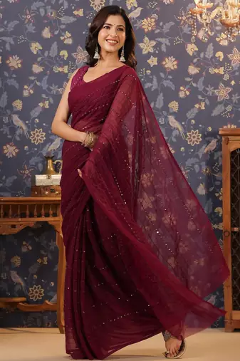 Magenta embellished sarees