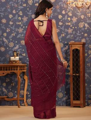 Magenta embellished sarees 4