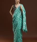 Green woven design chanderi sarees with blouse piece