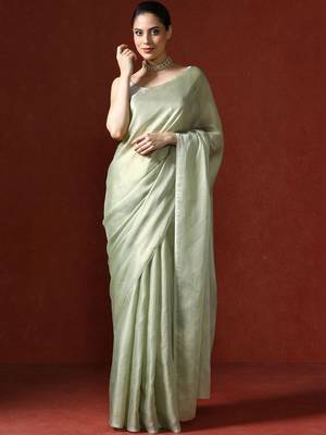 Green sarees with blouse piece 1