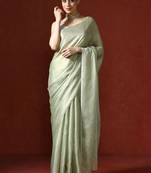 Green sarees with blouse piece