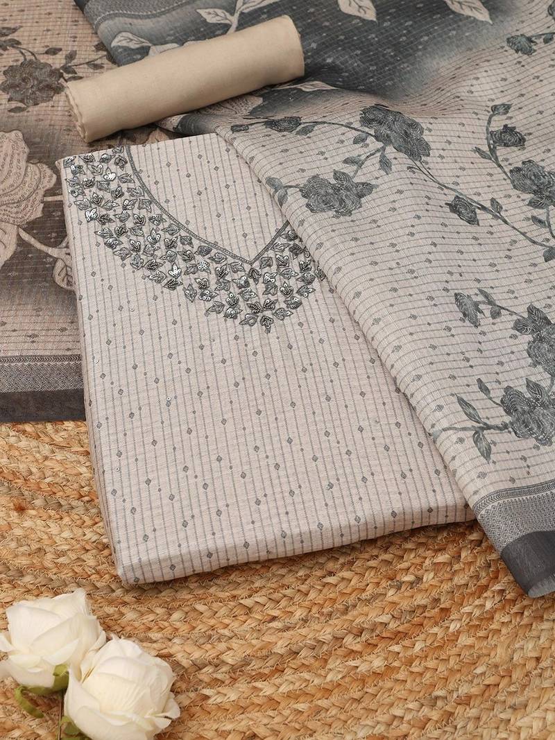 printed art silk unstitched dress material