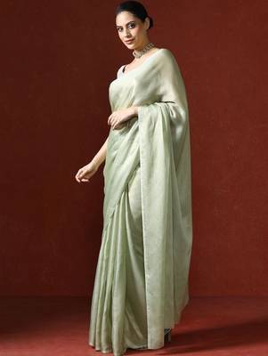Green sarees with blouse piece 3