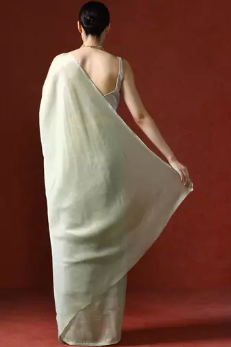 Green sarees with blouse piece