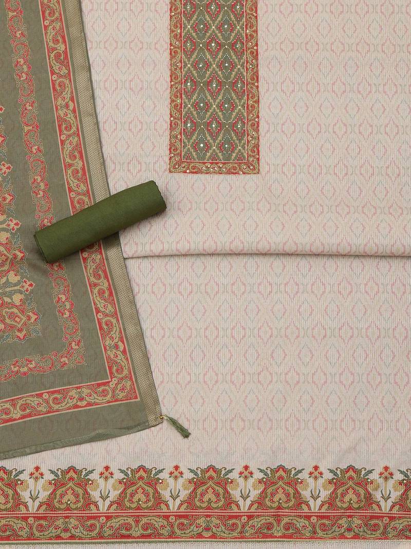 printed art silk unstitched dress material