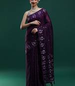 Purple woven design muga saree with blouse