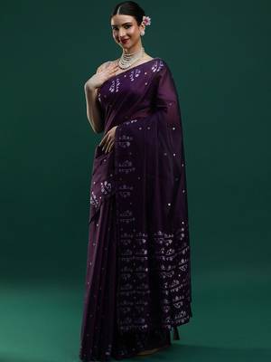 Purple woven design muga saree with blouse 3