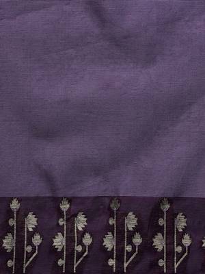 Purple woven design muga saree with blouse 5