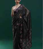 Black woven design saree with blouse