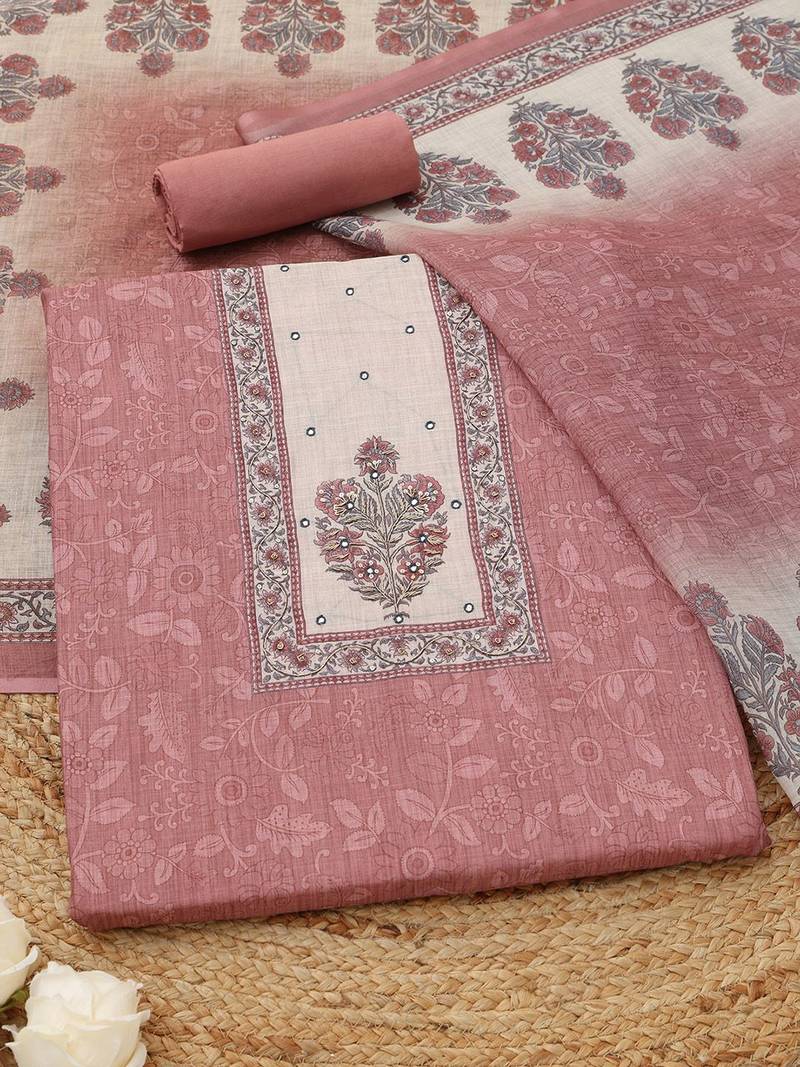 printed linen unstitched dress material