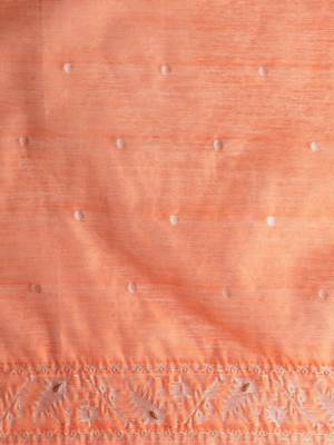 Orange woven design chanderi sarees with blouse piece 5
