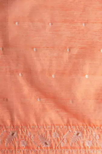 Orange woven design chanderi sarees with blouse piece