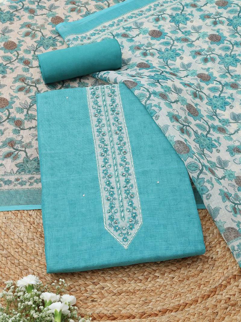 printed linen unstitched dress material