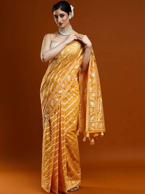 Yellow woven design chanderi sarees with blouse piece 1