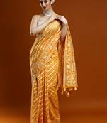 Yellow woven design chanderi sarees with blouse piece
