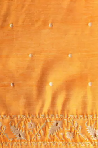 Yellow woven design chanderi sarees with blouse piece
