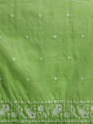 Green woven design chanderi sarees with blouse piece 5