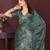 Grey floral embroidered sequinned rangoli silk saree with unstitched blouse
