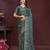 Grey floral embroidered sequinned rangoli silk saree with unstitched blouse