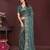 Grey floral embroidered sequinned rangoli silk saree with unstitched blouse